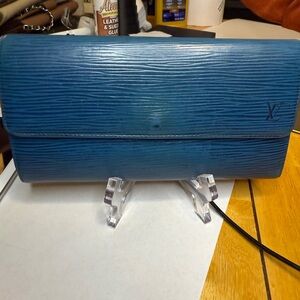 Louis Vuitton Teal Epi Leather Fold-Over Clutch